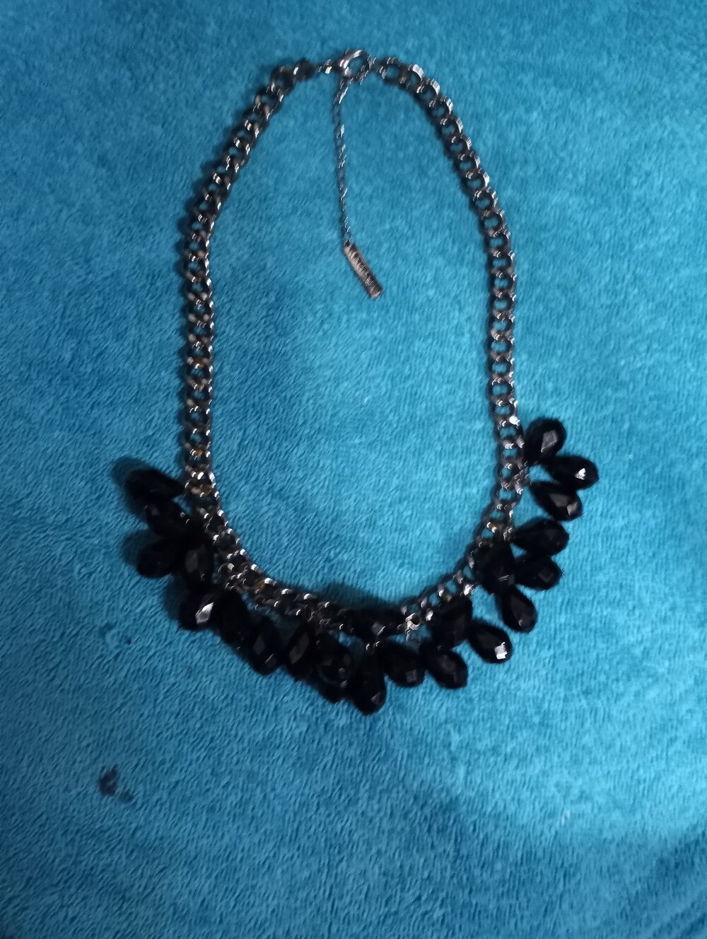 Statement Black Teardrop Chain Necklace - Rampage